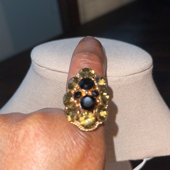 Ring Rose Gold Plated Adjustable Stone Ring - Picture 1 of 12